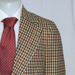 Paul Stuart Vintage Brown Tweed Guncheck Two Button Sport Coat 41L